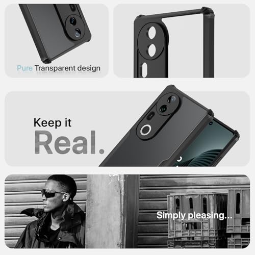 Image of Pikkme Back Cover for Vivo T4 Ultra 5G | Ultra Hyrbid | Full Camera Protection | Raised Edge | Crystal Clear Transparent Bumper Case (Black)