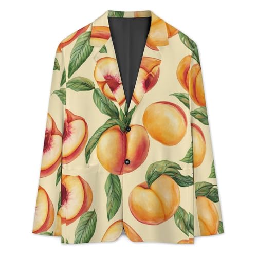 Peach Fruit Men's Slim Suit Long-Sleeve Prom Tuxedo Classic Two Button Business Jacket3