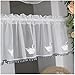 Białe Tiulowe Zasłona Krótka Tiulowe, Kieszeń Na Pręt, Biały Wzór Łabędzia, z Szarymi Kulkami, Firanki z Woalu do Sypialni Salonu Balkon Roślinność, 1 Panel (Size : WxH 250x60cm/98.4x23.6in)