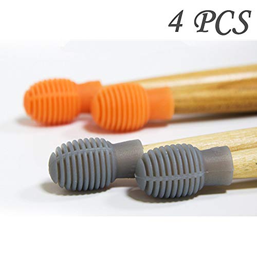 Normor Drum Mute Set Silent Practice Tips Replacement,Wear Resistance High Elastic Silicone Drum Stick Tips Protectors Covers(A)