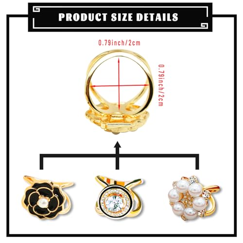 Image of 3pcs Elegant Rhinestone Daisy FLowers Scarf ring Buckle for Lady Heart Crystal Rhinestone Scarves Clip Buckle for women