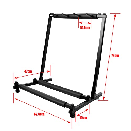 Image of Kuyal Iron Guitar Stand Multi-Guitar Display Rack Bass Folding Stand Band Stage Bass Acoustic Guitar, Black (3 Holder)