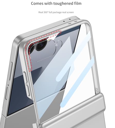 Image of Midkart Magnetic Cover Compatible with Samsung Galaxy Z Flip 7 Release 2025 Hinge Protection Kickstand Hard PC with Front Glass Cover 360-degree Protection, Beige