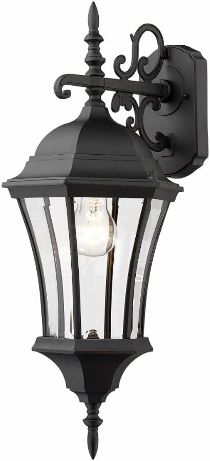 Z-Lite 522M-BK Wakefield Outdoor Wall Light, Aluminum Frame, Black Finish and Clear Beveled Shade of Glass Material