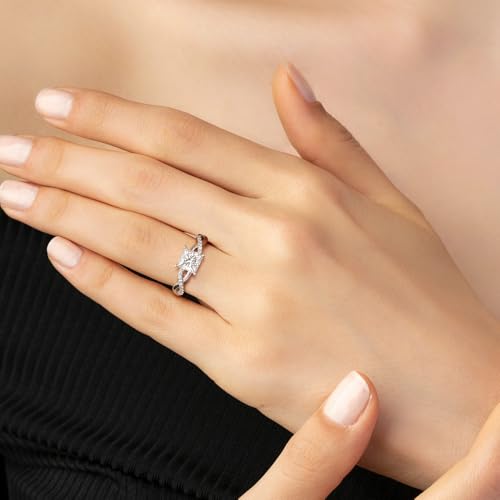 MSBLUE 2ct Princess Cut Moissanite Engagement Ring, Solitaire with Twisted Infinity Band, 14 White Gold Vermeil, Rhodium Finish2