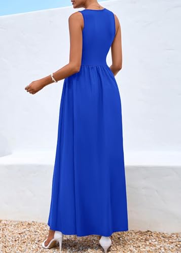 Image of KIRUNDO Summe Sleeveless Maxi Dresses for Women 2026 Spring Wedding Guest A Line Tank Elegant Flowy Beach Long Sundress