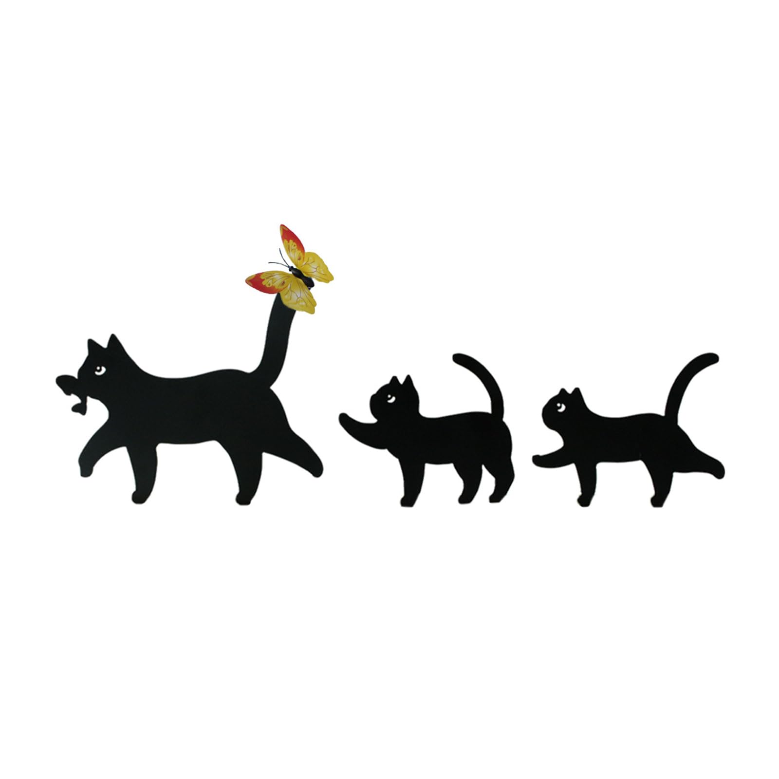 ordinarYone Pack Of 3 Metal Cats Garden Decors Black Cats Stakes Ornament For Outdoor Garden Backyard And Lawns Iron Art Decoration