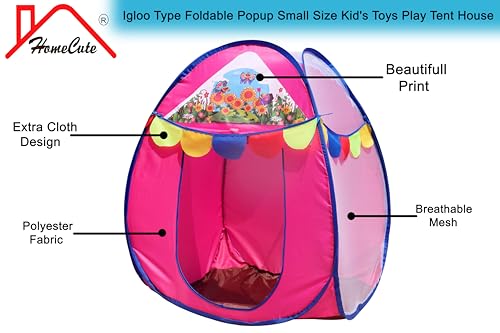 Image of Homecute Igloo Type Foldable Popup Small Size Kid's Toys Play Tent House for Indoor & Outdoor, Suitable for 1 Year to 6 Years (Small Size Pink)