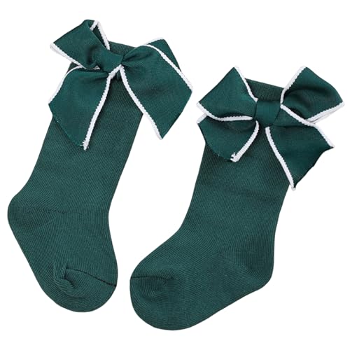 FEORJGP Baby Girls Christmas Tube Socks Cute Princess Bow Socks Breathable Crew Socks for Toddler Girls Knee High Socks