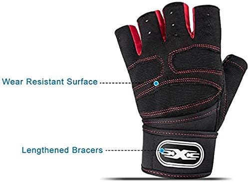 serveuttam Leosportz Workout Gloves With Wrist Support For Gym Workouts, Pull Ups, Cross Training, Weightlifting, Calisthenics, Wod- Silicone Padding - Great Hand Grip & No Calluses (Red), Free Size