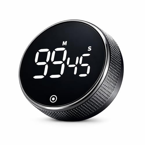 Upgraded Magnetic Digital Kitchen Timer, with Large Led Display Pomodoro Timer, Visual Productivity Timer with 3 Preset Times (5/15/25 Minutes) and Volume for Cooking Fitness Studying and Office Black