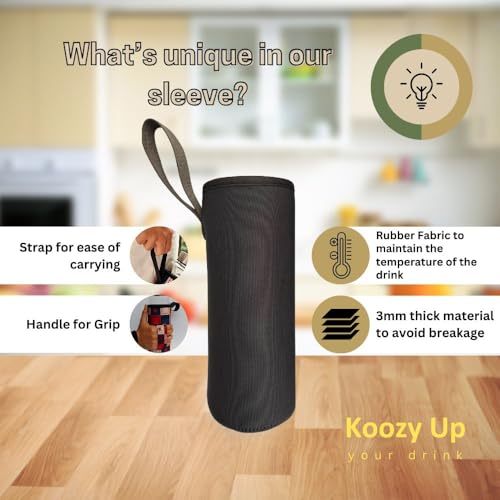 Image of Glass Water Bottle Cover Only (for 1 Litre and 750 ML) | Keeps Drink hot and Cold (Blue Tartan)