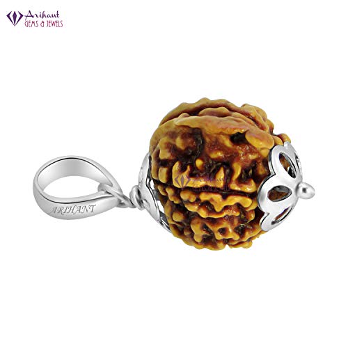 Image of Arihant Gems and Jewels 4 Mukhi to 7 Mukhi Ganesh Ji Nepali Rudraksha with 925 Silver Pendant - Natural & Certified Astrological Pendant for Positive Effects | Unisex for Men & Women