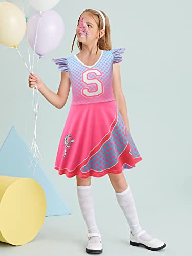 Vamprose Zombies Cheerleader Costume For Toddlers Girls 10Y Halloween Cheerleading Outfits Pom Poms Little Girls Cheer Uniforms Dress(9-10Y,Cutepink) #TOP1