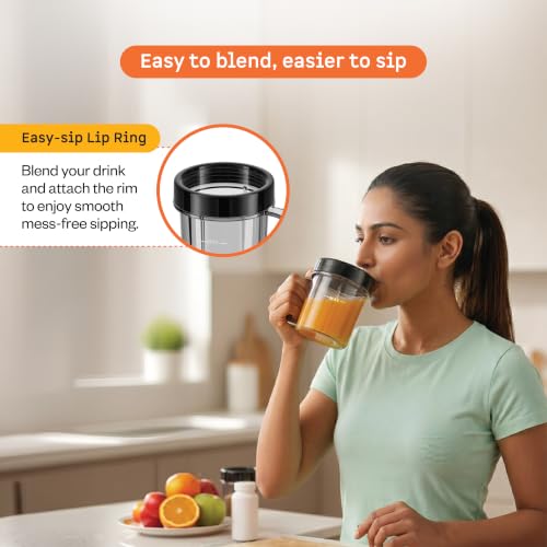 Image of Atomberg Blend and Carry Jar | 0.7 L Duo | 0.4 L Solo | Compatible with all Atomberg Mixer Grinders | Hands-Free Operation | Ideal for Shakes, Smoothies, Dips & Sauces | Shake. Sip. Store.