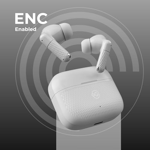 Image of OOGE Wavepods 400 TWS Earbuds, Quad Mic with ENC, 1000-Hour Standby, Type-C Fast Charging, PureTone HD Audio, Elegant White Textured Design