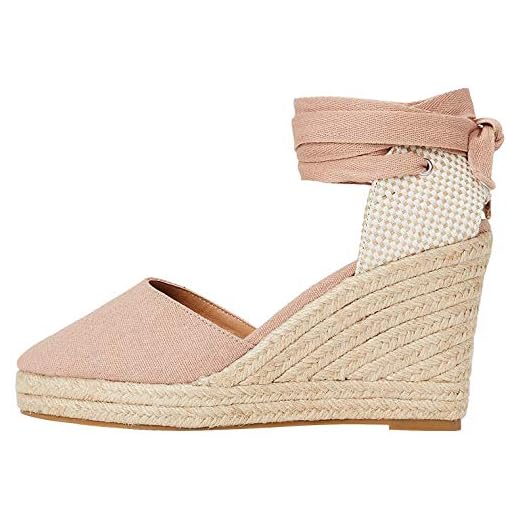 Marchio Amazon - find. Wedge Close Toe Canvas Espadrille Sandalo Espadrillas con Zeppa, Rosa (Pink), 40 EU