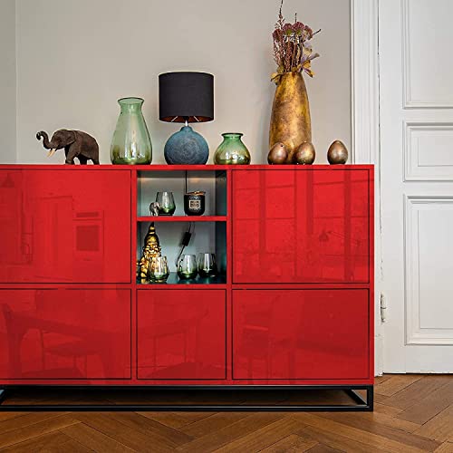 Image of CREON Glossy Red Wallpaper Peel and Stick Vinyl Waterproof Self Adhesive Wall Sticker for Kitchen Countertops, Cupboard, Cabinet, Wardrobe, Bedroom(in 24X96, RED Glossy WP)