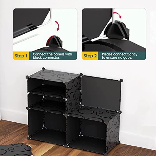 Image of AYSIS 12 Shelf DIY Shoe Rack Box Organizer ^ Multi-Purpose Plastic Shoe Rack for Home, PP Plastic Home Rack with Door for Entryway, Chappal Slipper Shoe Stand【Black, 12-Shelf-6-Door】