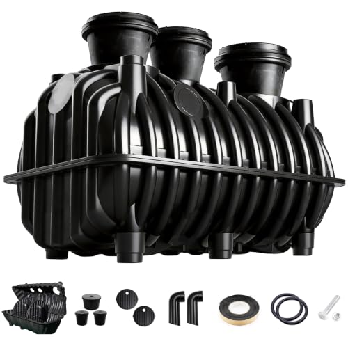 Large Underground Septic Tank kit -68.3x38.8x36.2in Plastic Septic Tank System Rectangular Septic Tank with Riser and Manhole Cover Anti-Corrosion PP Septic Tank for 3-5 People 264gal