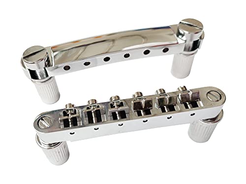 sdwutong Roller Saddle Tailpiece Chrome Tune-O-Matic Bridge with Roller Saddles for Les Paul LP SG Style Electric Guitar Parts