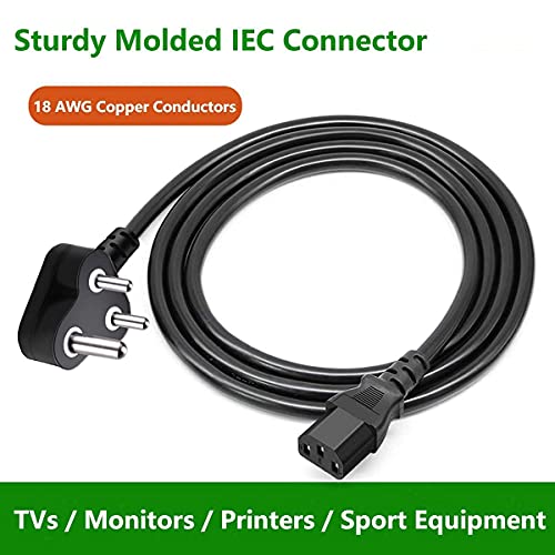 Image of Ganix Computer Power Cable Cord for Desktops PC and Printers /Monitor SMPS IEC Mains Black (5M)