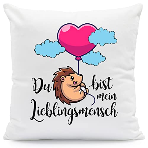 GRAVURZEILE Kissen mit Spruch - Du bist Mein Lieblingsmensch - Geschenk für Freund Freundin Partner Mama zum Geburtstag Weihnachten Valentinstag - Für Sie & Ihn Farbe mit Füllung