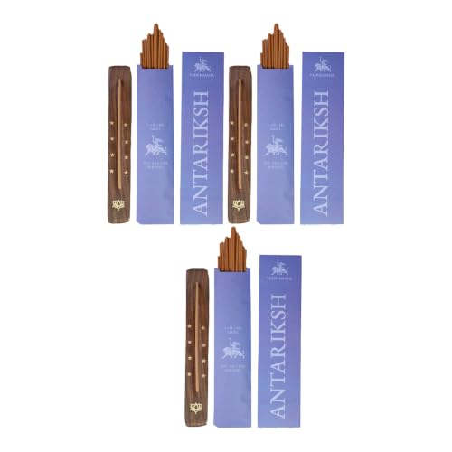 Image of Antariksh Luxury Incense Sticks | 60 Bambooless Incense Sticks | Pure Sheesham Wood Stand | Long Lasting Fragrance | Complete Sensory Journey | Ethically Crafted | Pack of 3
