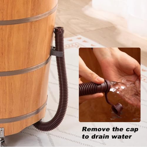 Bañera de pie de madera para adultos con ruedas miniatura 3