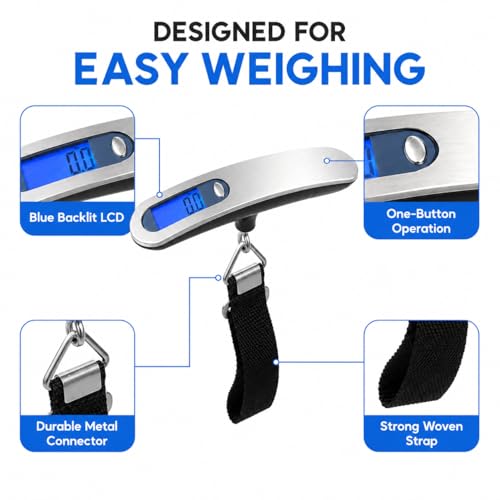 Image of Weight Machine For Luggage, 50kg Capacity, Digital Portable Electronic luggage weighing With LCD Display, Scale for home, travel, flights, bags