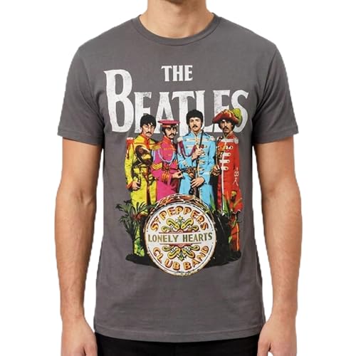 The Beatles Sgt Peppers Lonely Hearts Club Graphic Tee, Grey | Classic Fit Cotton Graphic Tees for Men & Women – Machine Washable Unisex Graphic Shirt, Rock Band Collectible T-Shirt, Grey - Les Beatles, Paul McCartney, John Lennon, RIngo Starr, George Harrison The Beatles Sgt Peppers Lonely Hearts Club Graphic Tee, Grey | Classic Fit Cotton Graphic Tees for Men & Women – Machine Washable Unisex Graphic Shirt, Rock Band Collectible T-Shirt, Grey
