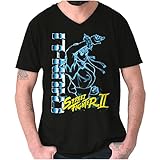 Brisco Brands Street Fighter 90s Gamer Chun-Li V-Neck T Shirts Men Women Black