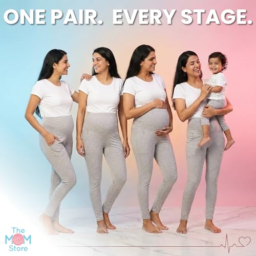 Image of The Mom Store Comfy Maternity Leggings | Comfortable | Soft | Pre and Post Pregnancy | Comfort Stretch Pregnancy Leggings for Women