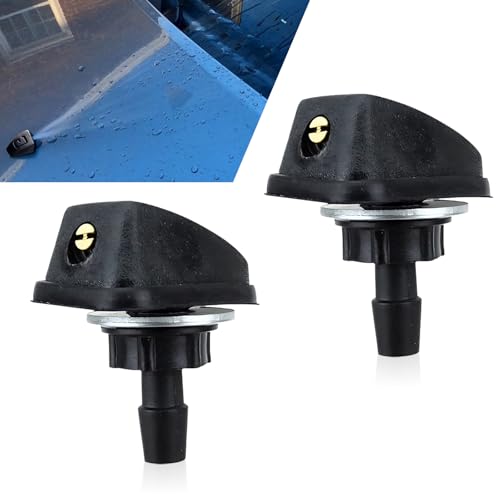 Anyhut 2 PCS Windshield Washer Nozzle, Automotive Fan-Spout Sprayer Design Windshield Sprayer Nozzle, Car Parts Replacement Of Windshield Wiper Nozzle, Universal For Most Cars, Trucks, Vans (Black)