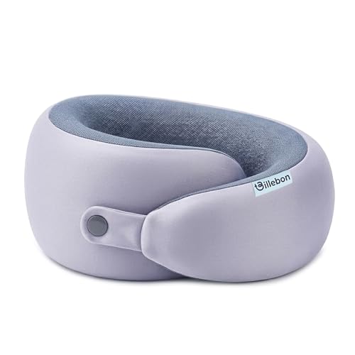 Image of Billebon Memory Foam Neck Pillow, Snake Shape Travel Pillow with Snap Button, Neck Pillow for Travelling & Flight Travel, Ergonomic Support for Comfort & Pain Relief(Grey Single)