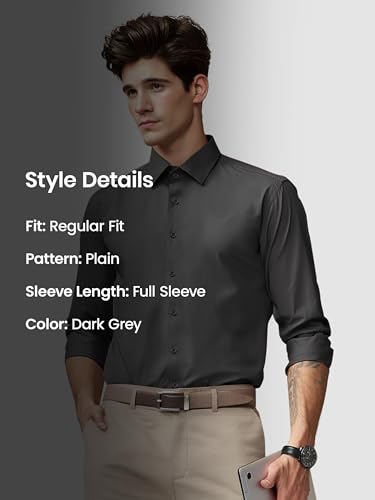 Image of Beyoung Cotton Plain Regular Fit Shirt for Men | Full Sleeve | Formal Shirt | Classic Collar Cotton