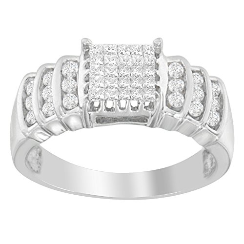 Original Classics 14K White Gold Round and Princess Cut Diamond Ring (1/2 Cttw, H-I Color, SI2-I1 Clarity) - Size 6-3/4