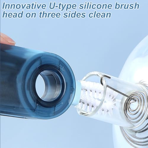 Image of Aeuezxx 3-in-1 Cup Lid Crevice Cleaning Brush, 2 Pcs Multifunctional, Cup Lid, Bottle, Portable, Nylon Bristle, Plastic, Silicone, Hanging Hole, Kitchen Cleaning Tools