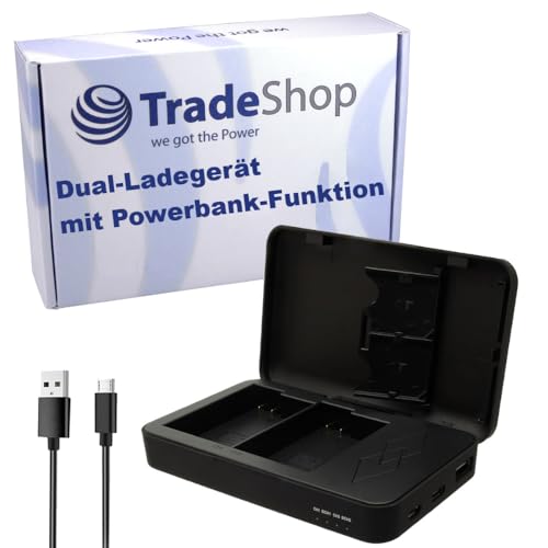 Trade-Shop Cargador doble LED USB-C USB-A con función de banco de energía compatible con Sony Alpha ILCE-3000K ILCE-5000L ILCE-5000Y ILCE-5100L ILCE-5100Y