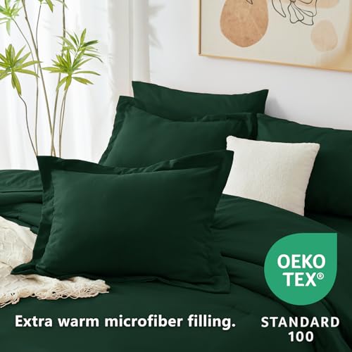 CozyLux Full Comforter Set Emerald Green, 7 Pieces Bed in a Bag Bedding Comforter Set with Sheets, All Season Boho 7PC Bed Sets with Comforter, Fitted Sheets, Flat Sheets, Pillow Shams and Pillowcases