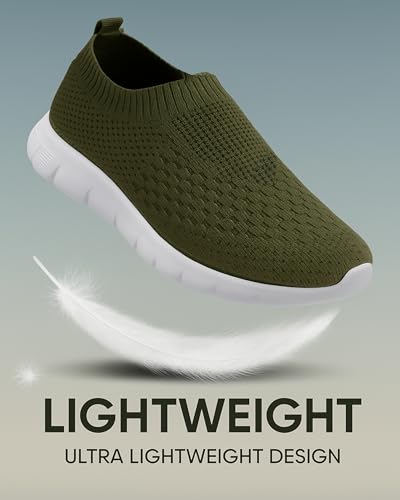Image of Kraasa Tread Walking Shoes for Men | Knitted Slip-On Sneakers