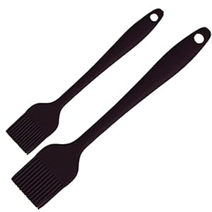 2-Piece Silicone Basting Pastry Brush – 8.3′ (Small) & 10.4′ (Large) – for Baking, Grilling, & Spreading Oil, Butter, BBQ Sauce, or Marinade – Heat Resistant, BPA Free and Dishwasher Safe (Black)