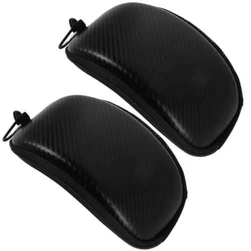 SWOOMEY 2 Piezas Funda para Gafas de Esquí Negra Forma Curva, Resistente Presión y Fácil de Sujetar, Material Pu para Uso Diario y Deportes al Aire Libre