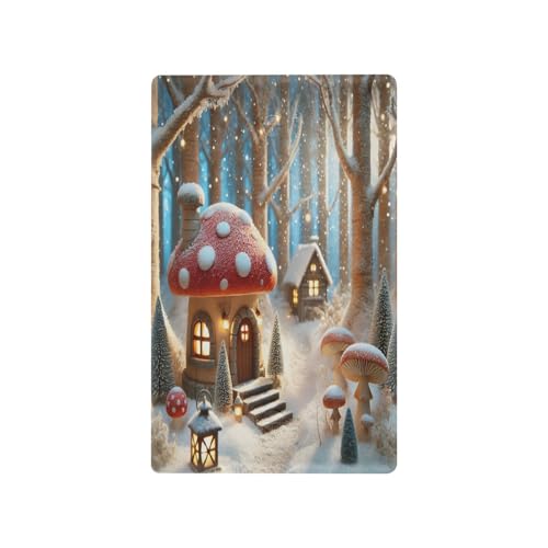 Mushroom House Snow Light Switch Cover Decorative Receptacle Outlet Wall Plate Guard Plastic Wall Outlet Cover for Home Decor Room Bedroom Bathroom (Unused Outlet Cover)