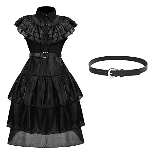 Aomig Addams Kostüm, Wednesday Kleid für Kinder Mädchen, Schwarz...