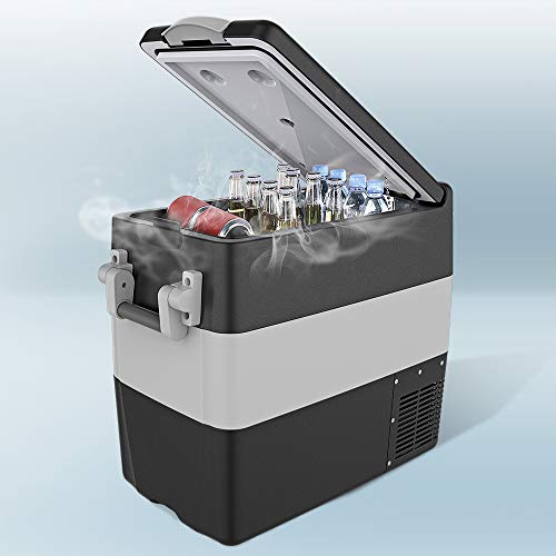 BougeRV 12V Car Freezer 53 Quart Portable Refrigerator Fridge 12V/24V DC 110~240Volt AC For RV Camper Truck Jeep Pickup SUV Van Boat, Camping Tailgating Road Trip Outdoor Travel home use?-4?~50? Black