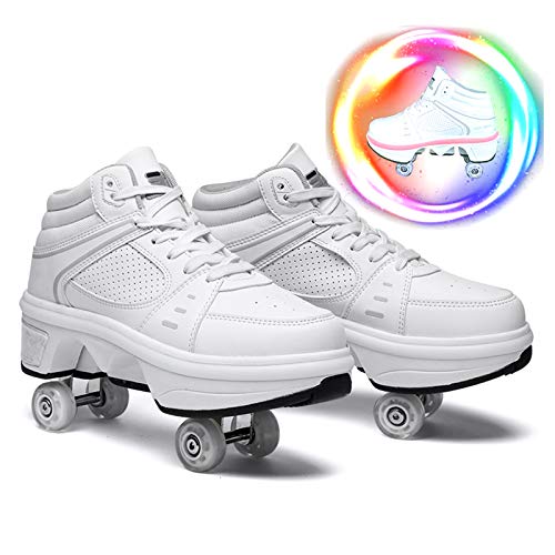 Zapatos con Ruedas para Niños Y Niña Led Luces, Zapatos Multiusos 2 En 1 Patines Zapatillas Deportes Al Aire Libre De Deporte,36
