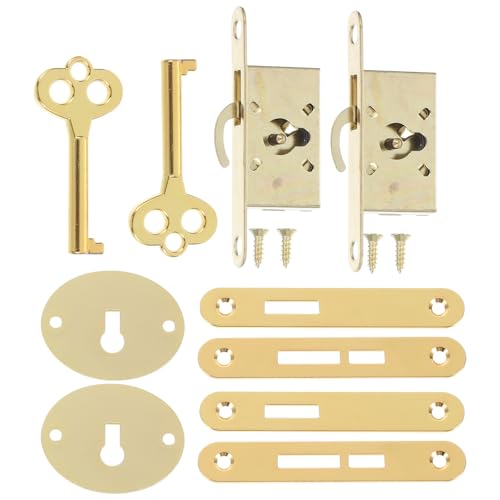 CORHAD Cerradura Invisible Vintage de Aleación de Zinc para Caja de Madera Juego de 2 Pestillos con Llaves Antiguas para Joyero Gabinete y Cofre Protección de Seguridad y Decorativa