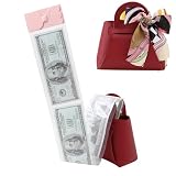 Vane Oak Money Pull Box for Cash, Surprise Money Boxes with Ribbon Leather Mini Bags with 30 Pcs Transparent Bags for Birthday Party Christmas (Wine Red)