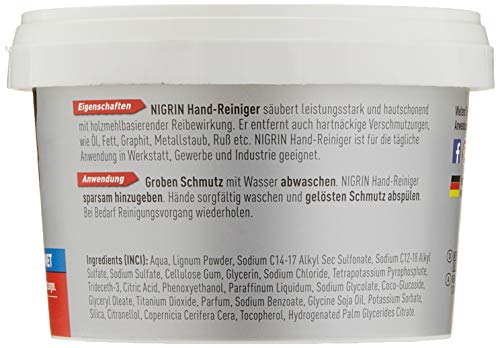 NIGRIN Handwaschpaste 500ml, reinigt hautschonend, entfernt hartnäckige Verschmutzungen, 1 Stück